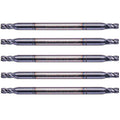 5Pcs 3/32" 4 Flute Solid Carbide Square End Mill, Double End, AlTiN Coated