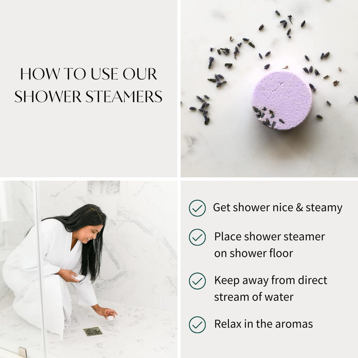 Lavender Shower Steamers Aromatherapy | Organic Shower Bombs with Essential Oils | Self Care Christmas Birthday & Spa