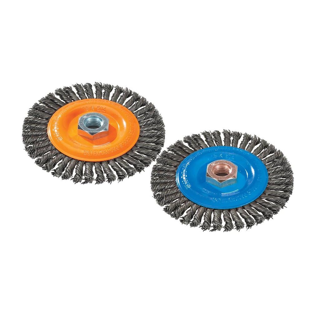 Walter 13K654 Stringer Bead Wire Wheel Brush - 6-7/8 in. Carbon Steel Wire Brush with Threaded Hole. Abrasive Power Brushes