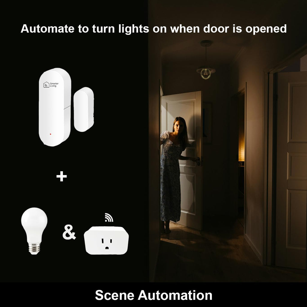 Smart WiFi Door and Window Sensor, Phone Notifications via Smart Life, Tuya, Alexa and SmartThings, Create