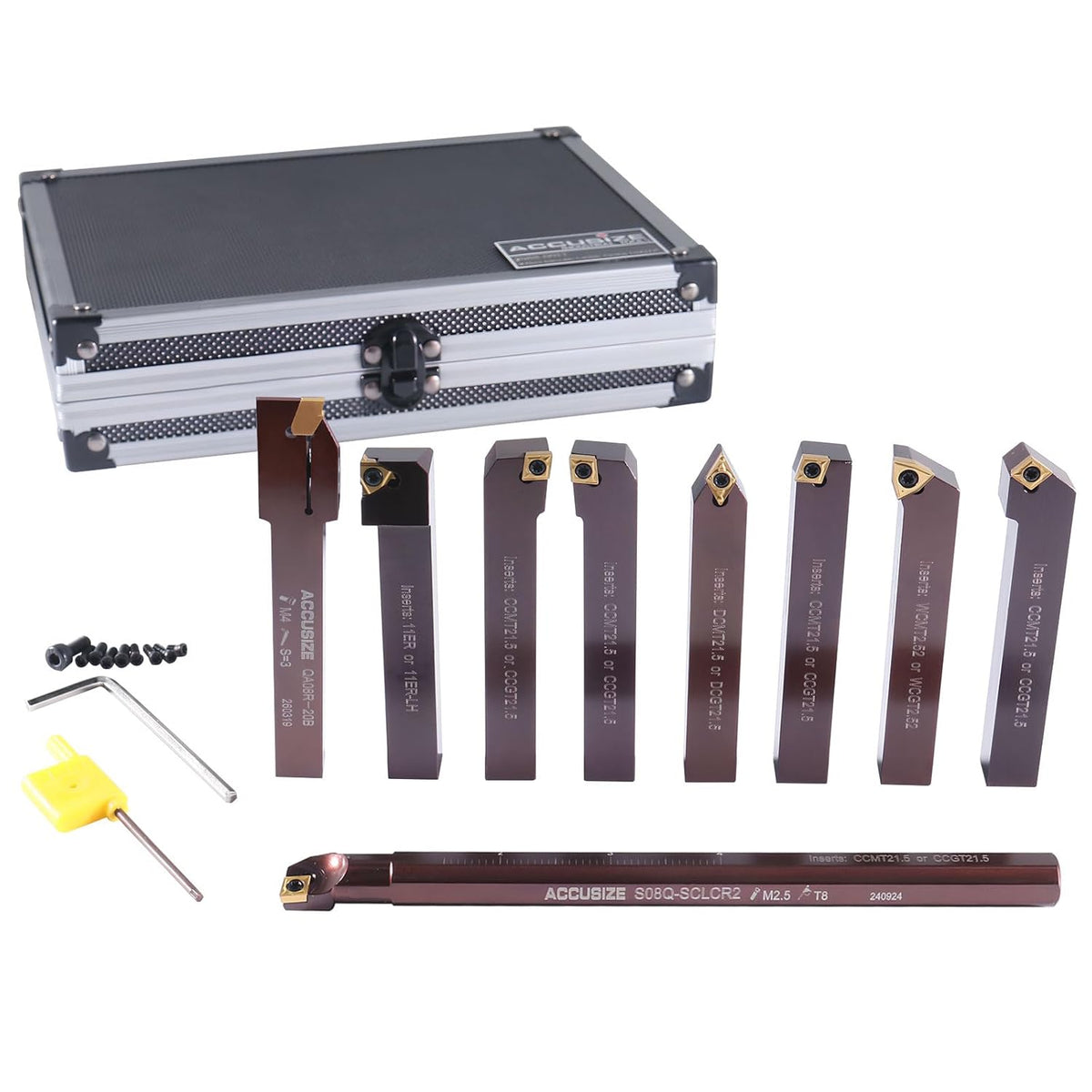 Accusize 1/2 in Shank Indexable Carbide Turning Tool Set, 2988-0012