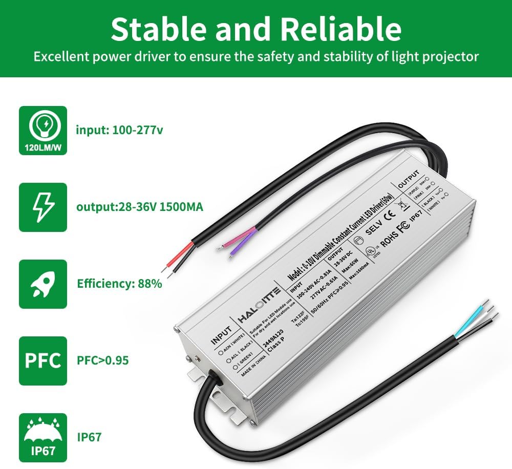 UL Listed 60W Constant Current LED Driver Adjustable, 1PK