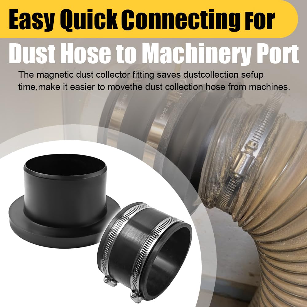 BOVZOR 4" Magnetic Dust Collection Fittings Hose Adapter Coupling Kit
