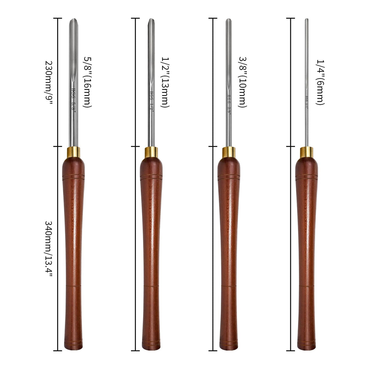 SIIIXS 4Pcs HSS Bowl Gouge Set, Wood Lathe Turning Chisels with Wooden Box