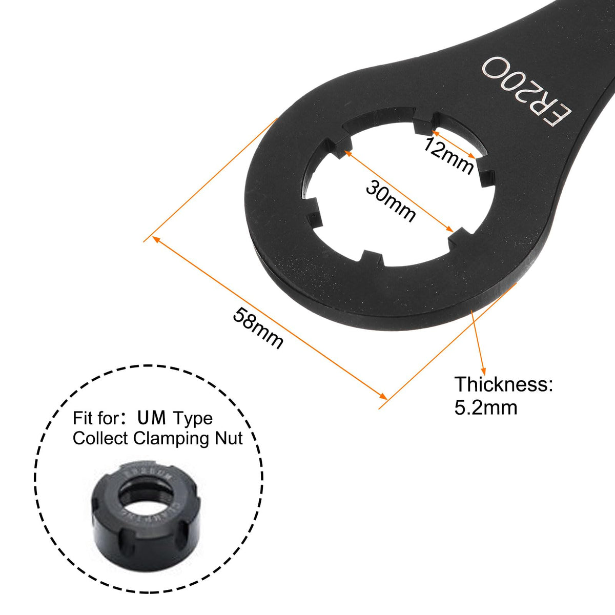 uxcell O-Type Collet Chuck Wrench Spanner for ER20 Lathe Clamping Nut with Red Non-slip Handle