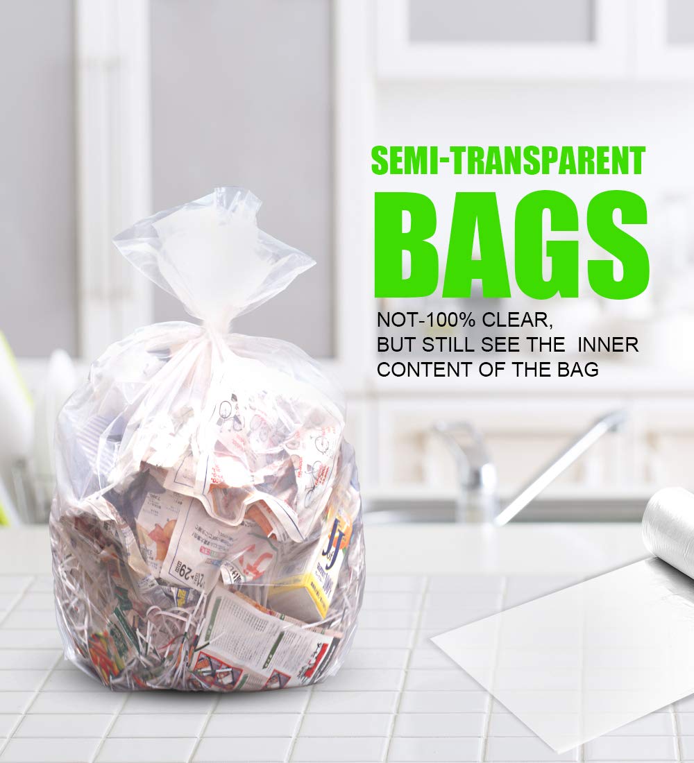 Medium 8 Gallon Trash Bags, Kitchen Garbage Bags, Clear, 220 Count