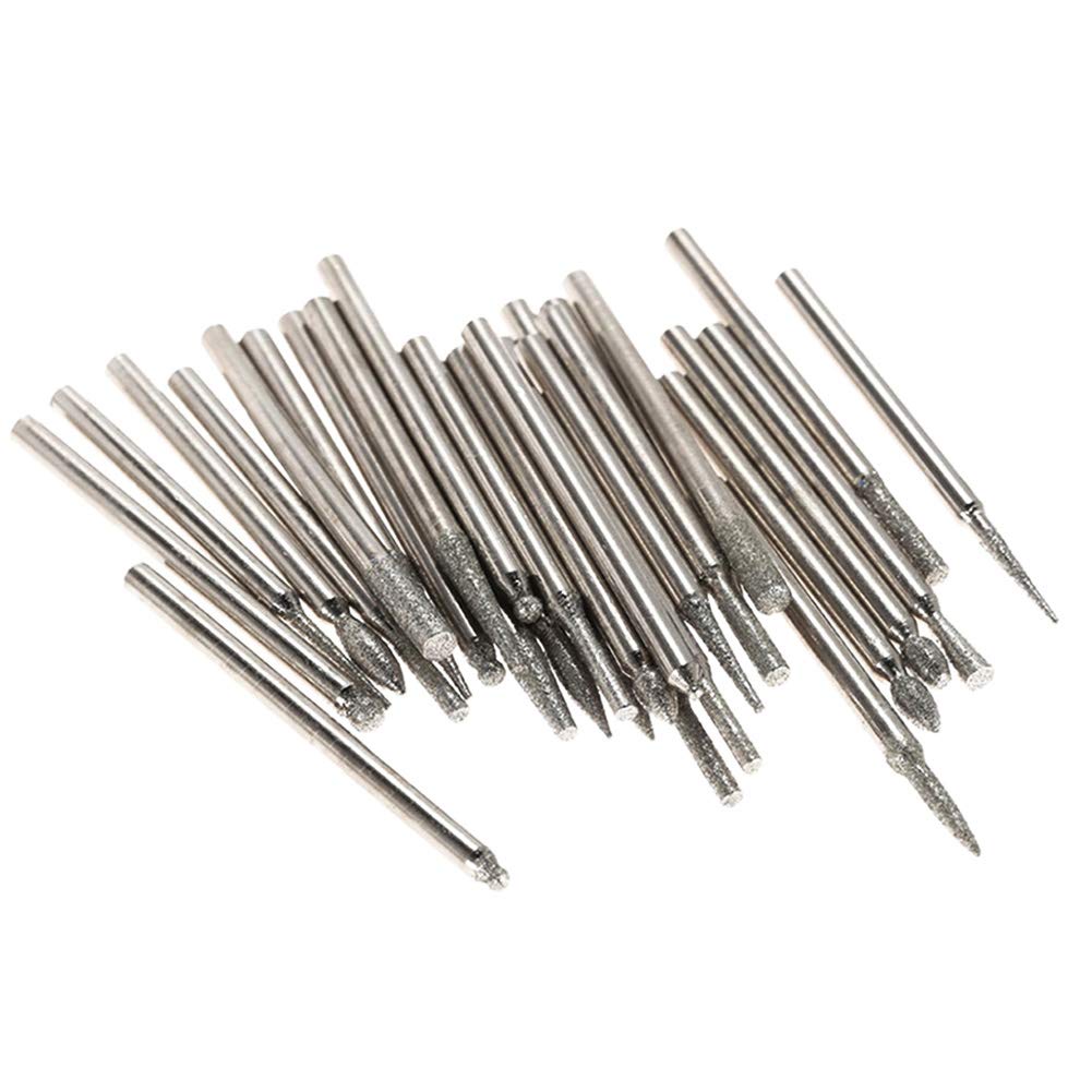 Yakamoz 30Pcs Diamond Burr Set, 2.35mm Shank Titanium Rotary Tool Bits