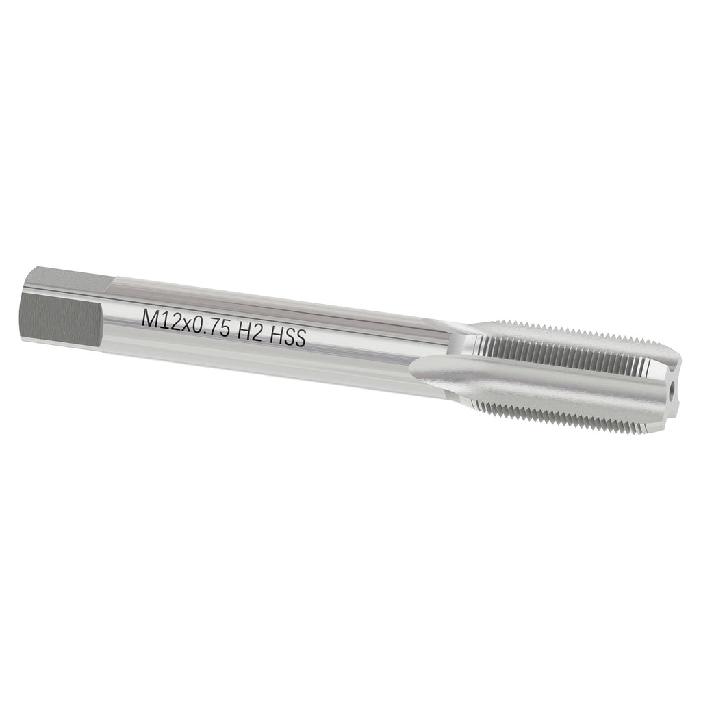 FOCMKEAS 2 PCS Metric Machine Tap M12 x 0.75,HSS 6542 Screw Tap H2, 3 Straight Flutes Thread Hole Repair Tools, Screw Milling Threading Machinist Repair(M12 x 0.75mm)