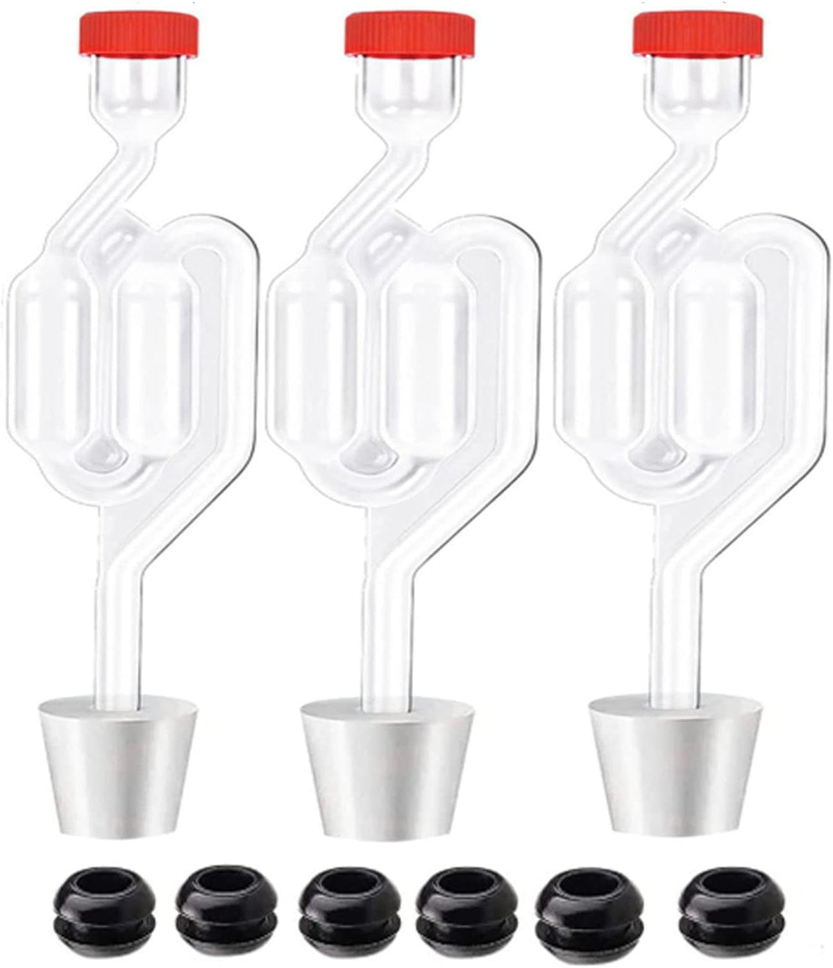 3ct. Twin Bubble Airlocks Set, Airlocks for Fermenting,Air Lock Ferment for Brewing Beer Wine Homebrew for Fermenting