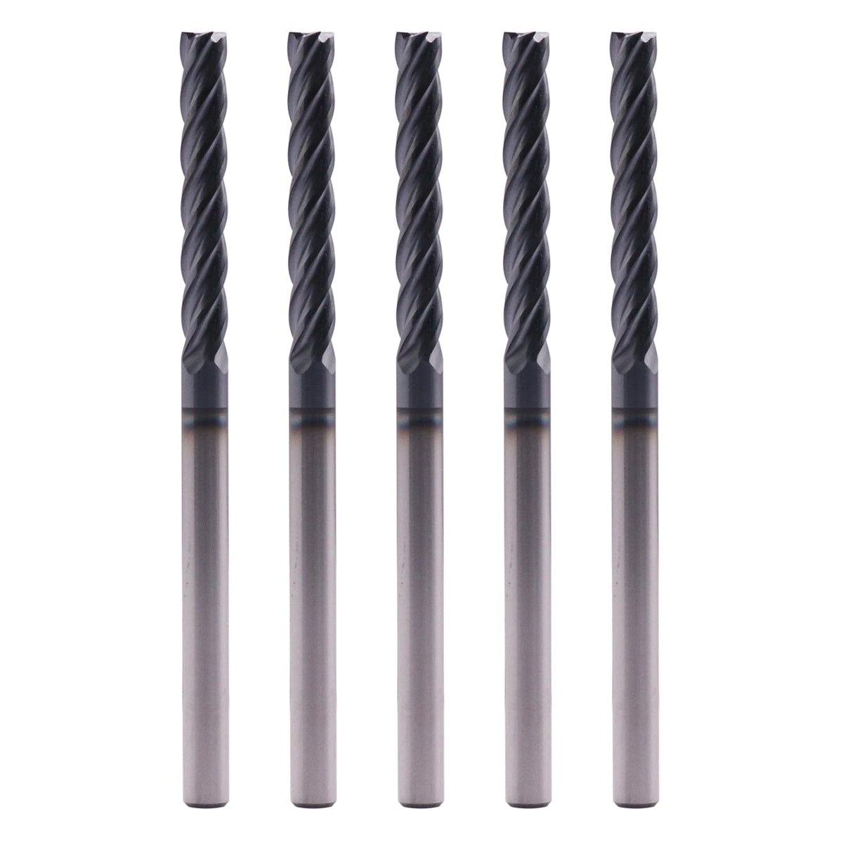 5Pcs 3/16" 4 Flute Solid Carbide Long Square End Mills - AlTiN Coated