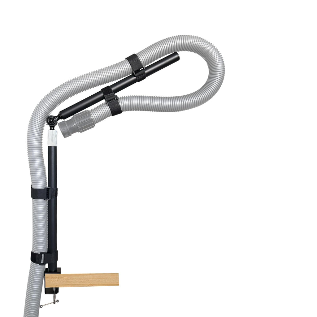 Dust Collection Boom Arm, Tool Free Clamp On Vacuum Hose Mount for Desktop CNC Machines, Adjustable Overhead Support Hose Holder for more Shop Vac Hoses, Table Saw Dust Collection System(Without Tube)