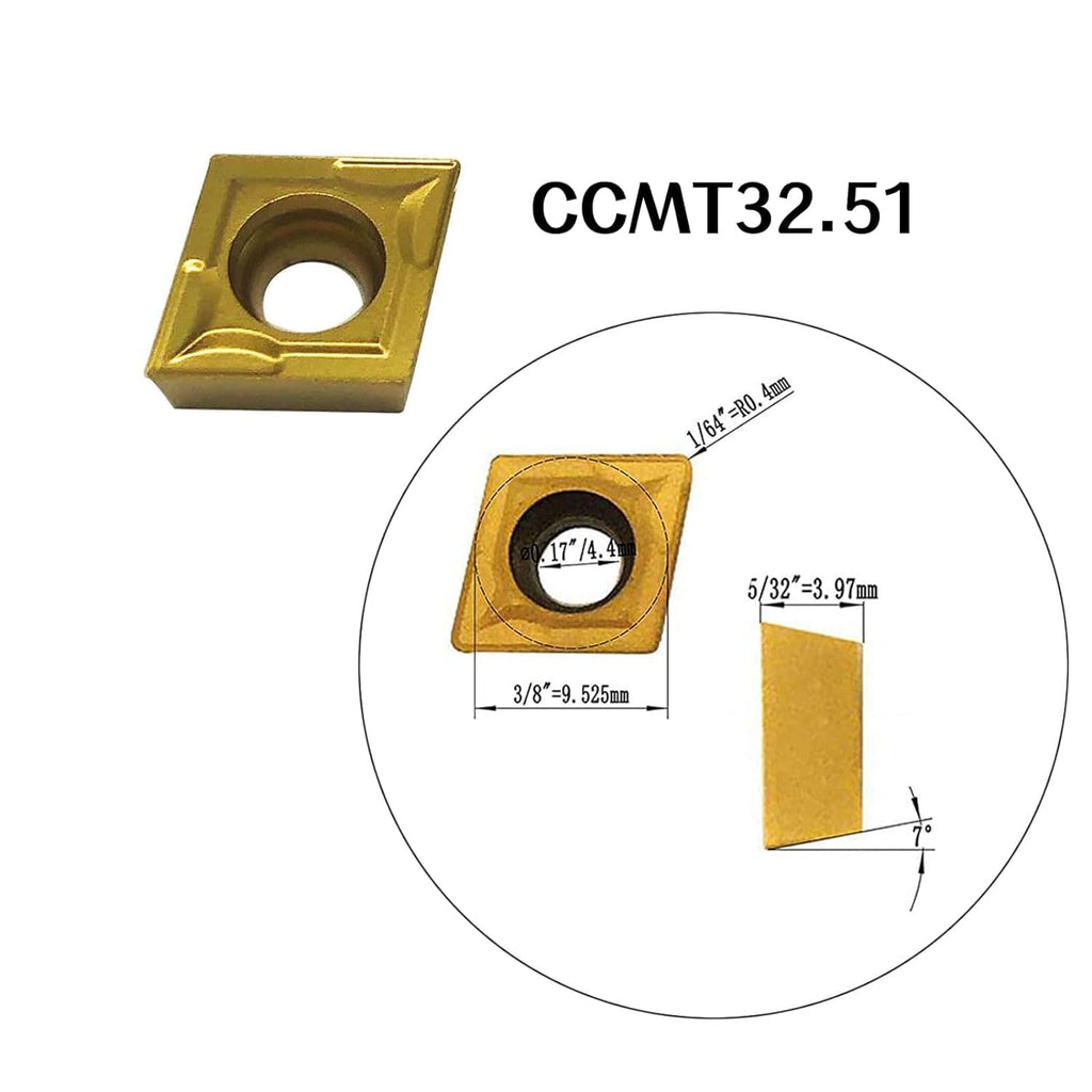 3pcs Metal Lather Turning Tool Holder Spring Steel Boring bar with CCMT32.51 CCMT09T304 Carbide Turning Inserts for Excavator and Boring Machine (S14X-SCACR/L/N09-L45+CCMT09T304)