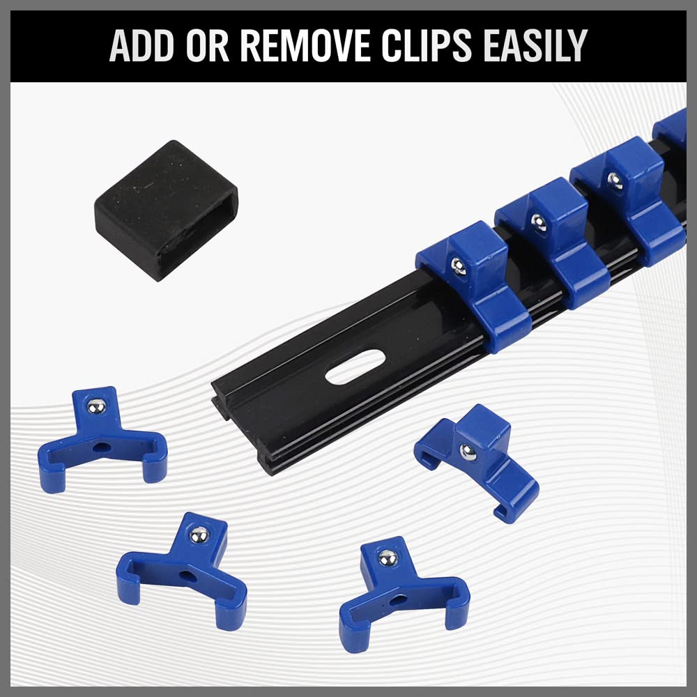 SWANLAKE 9-Piece Premium Socket Holder Organizer Set, 1/4-Inch x 48 Clips, 3/8-Inch x 45 Clips, 1/2-Inch x 36 Clips