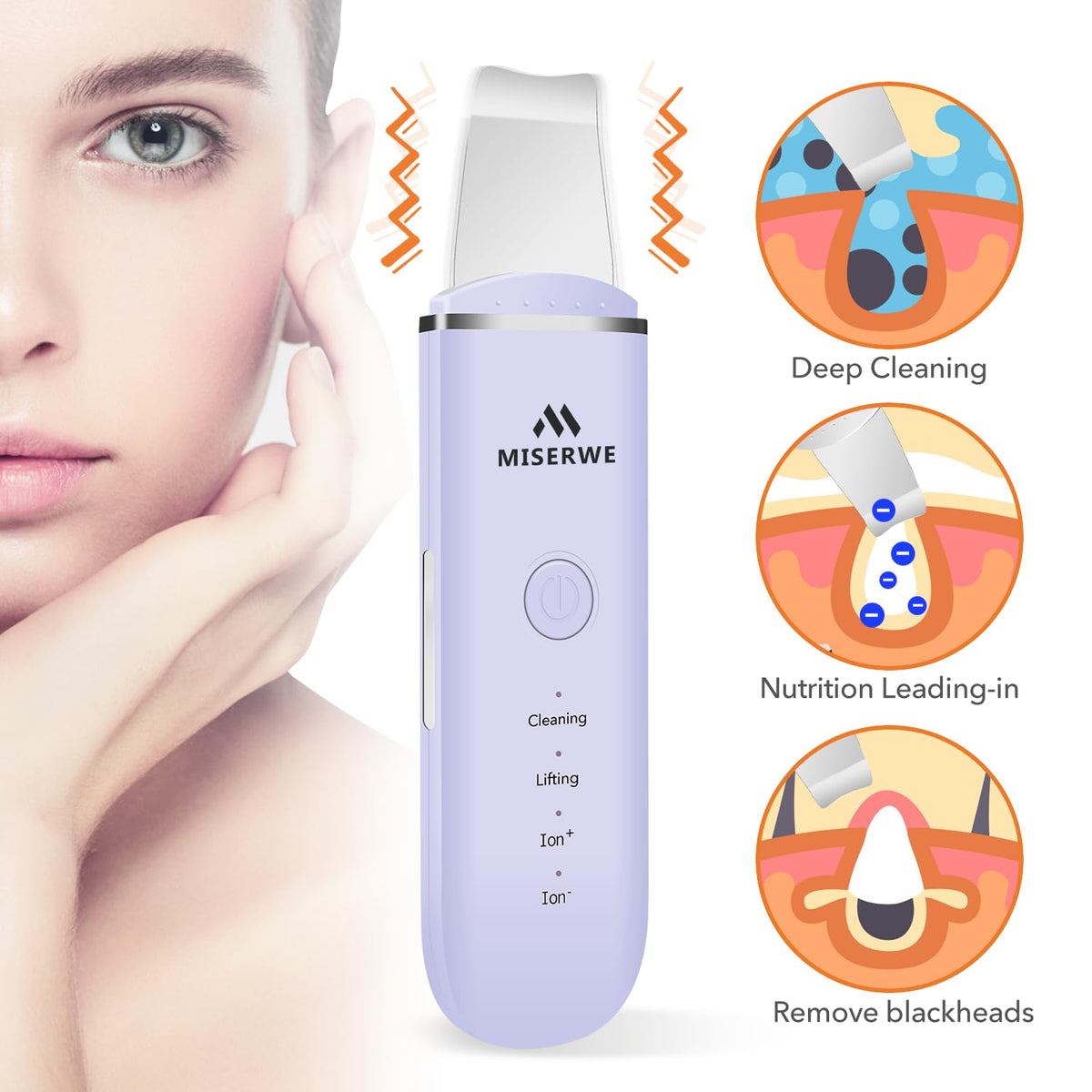 Skin Scrubber Face Skin Spatula Facial Scrubber Spatula for Deep Cleansing Blackhead Remover Pore Cleaner with 4