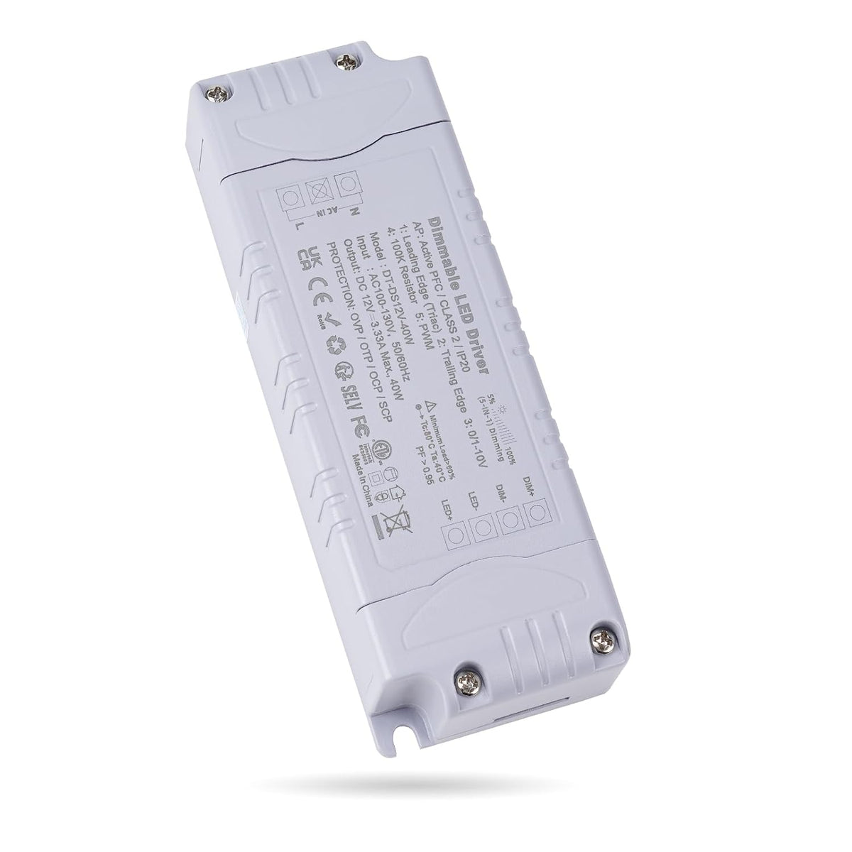 12V 40W Dimmable LED Driver, Constant Voltage Transformer for LED Light
