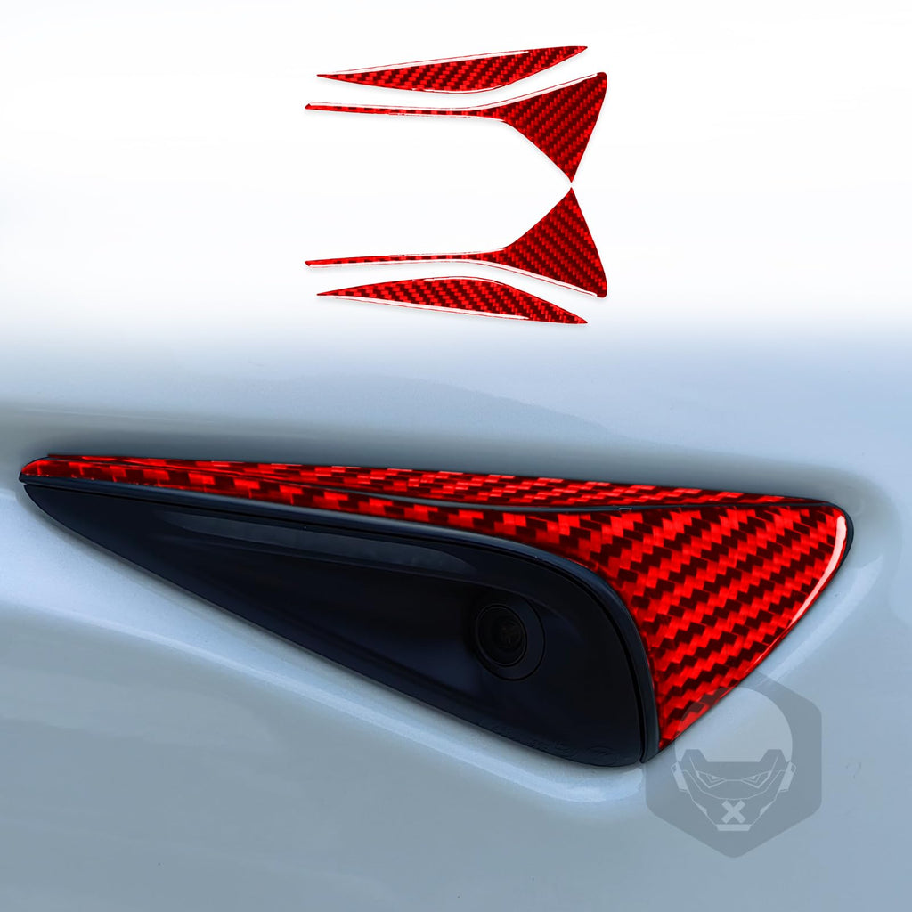 Fit for Tesla Model 3 2024-2026 Front Wing Side Turn Signal Bezel 4Pcs Red
