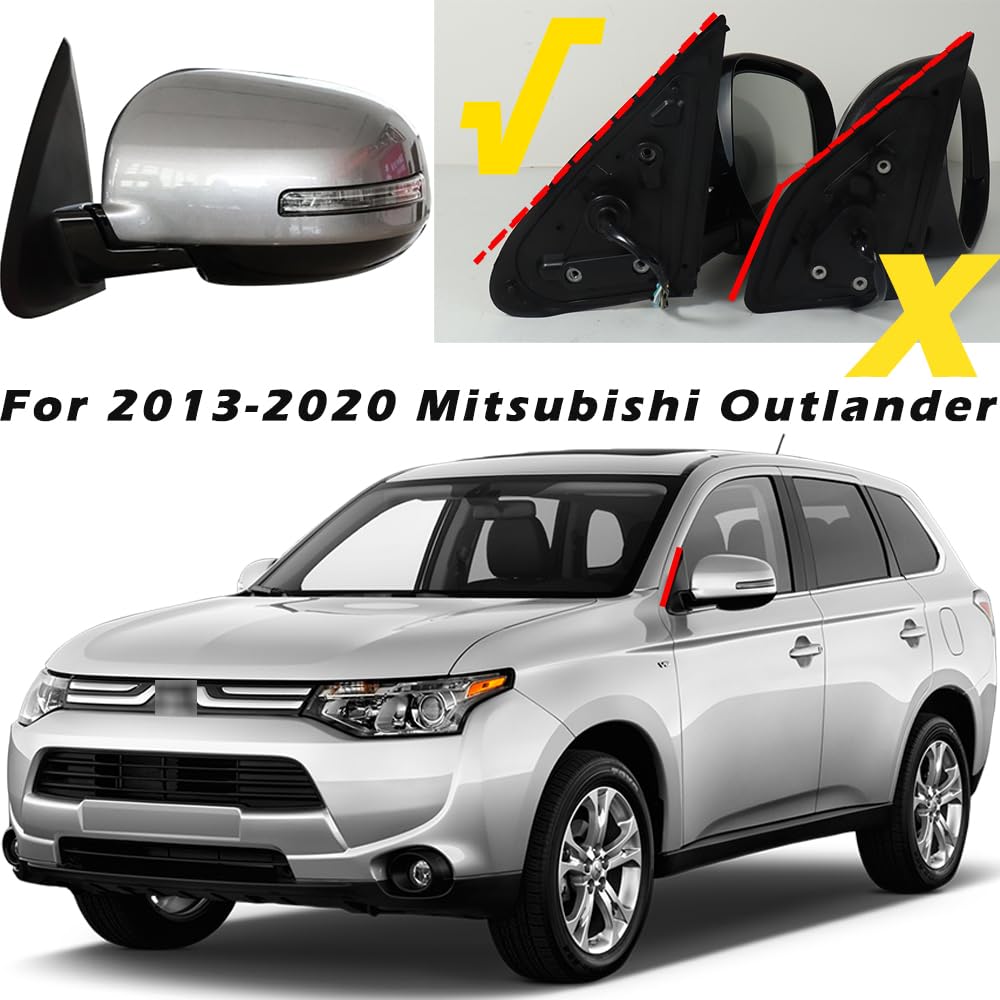 TiJeRa Power Left Door Mirror Heated Folding Compatible with Mitsubishi Outlander 2013-2020 LED Turn Signal Light