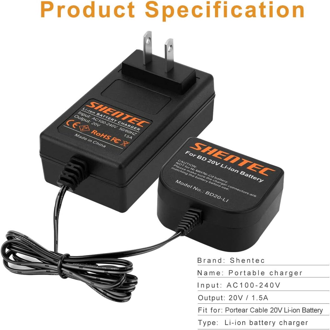 Shentec 20V Li-ion Charger Compatible with Porter Cable PCC685L