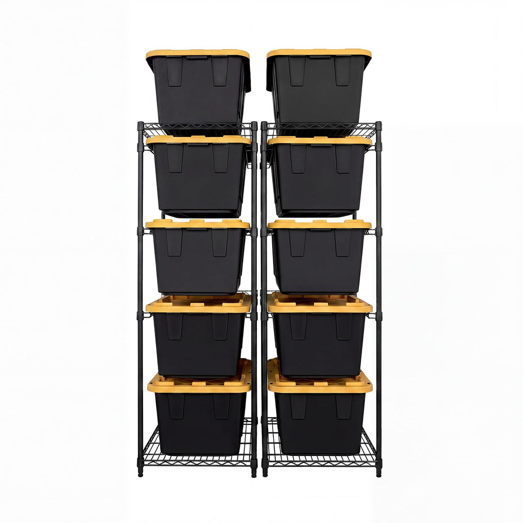 MonsterRAX 2-Pack 5-Tier NSF Bin Rack for 27-Gal Totes, Black