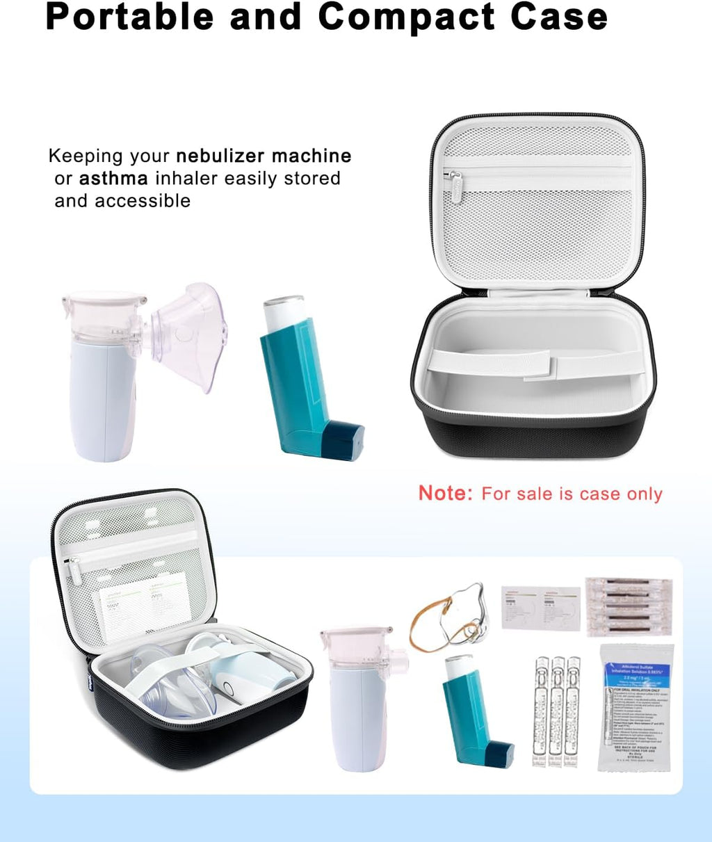 Carrying Case for Portable Handheld Inhaler Nebulizer Asthma Inhaler Black