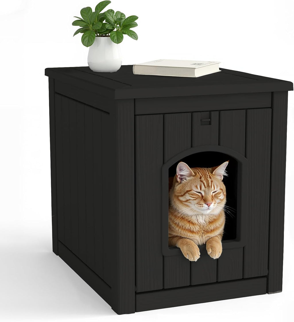 Resin Cat Litter Box Enclosure, Black