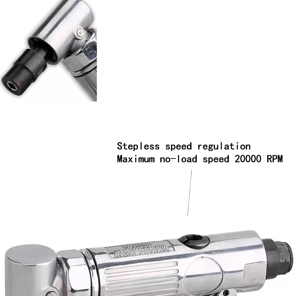 1/4 Inch Air Die Grinder, Right Angle, 20000 RPM Free Speed | 1/4" (6MM, 6.35MM) & 1/8" (3MM) Collet, Safety Lock