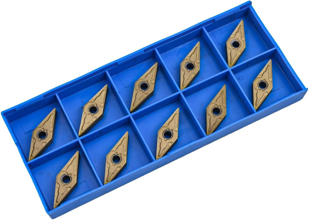 10Pcs VNMG160404-MA VNMG331 Carbide Turning Inserts For Lathe Tool Holder MTJNR/L, R0.4 Corner Radius, 0.150in Arbor Hole Diameter, For Semi-Finishing And Finishing Steel, Stainless Steel, Iron