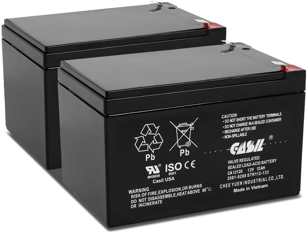 Casil 12V 12Ah SLA AGM Battery 2 Pack – Mobility Scooter Replacement for Go-Go Elite Traveller SC40E SC44E, Sealed Lead Acid Rechargeable 12 Volt 12Ah Battery