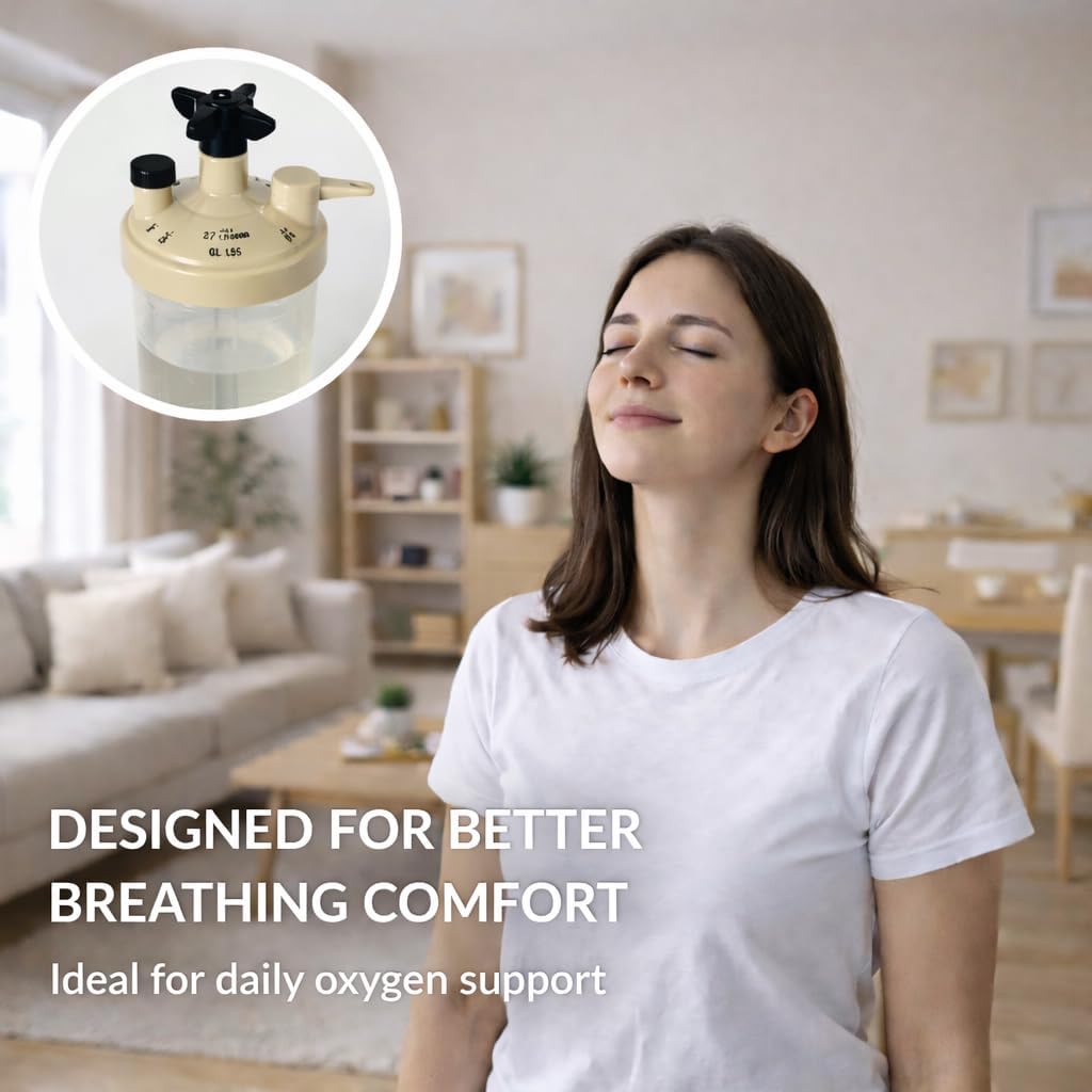 High Flow Oxygen Humidifier Bottle for Oxygen Concentrators (1 Pack)