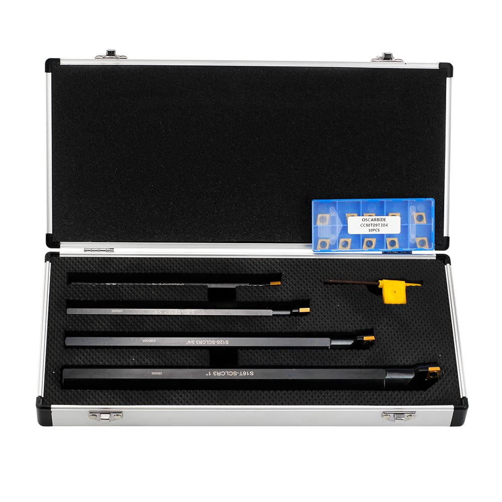 OSCARBIDE Indexable Boring Bar Set 1/2"x7",5/8"x8",3/4"x10",1"x12",4pcs