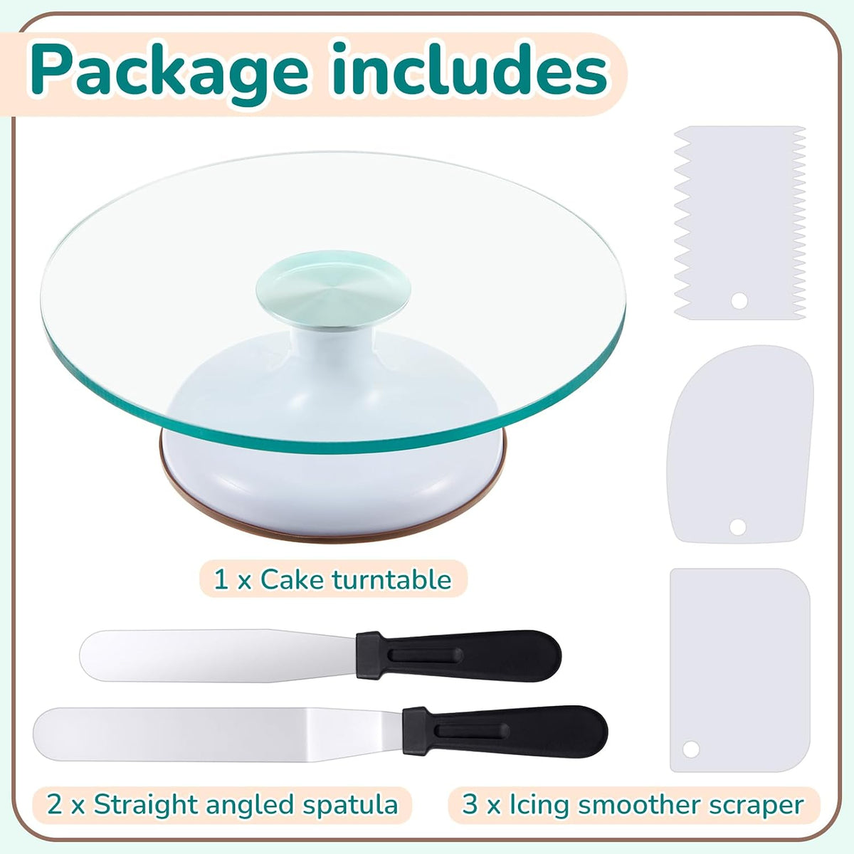 6 Pcs 12 Inch Glass Cake Turntable for Decorating Rotating
