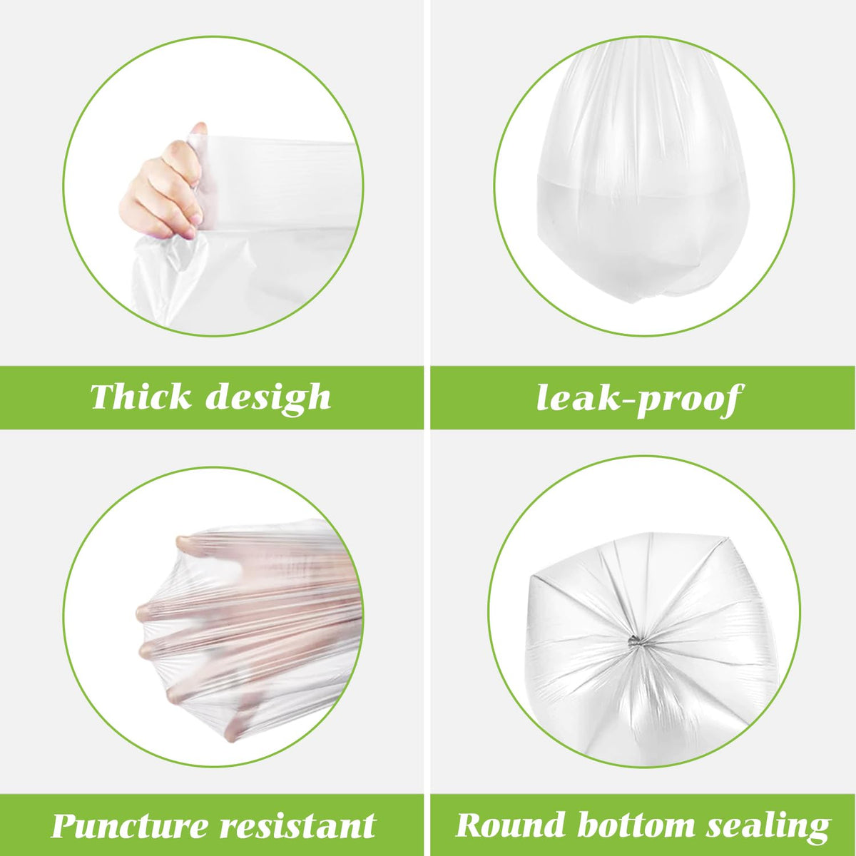 Medium Clear Trash Bags 8 Gallon 600Count Kitchen Bulk Garbage Bags