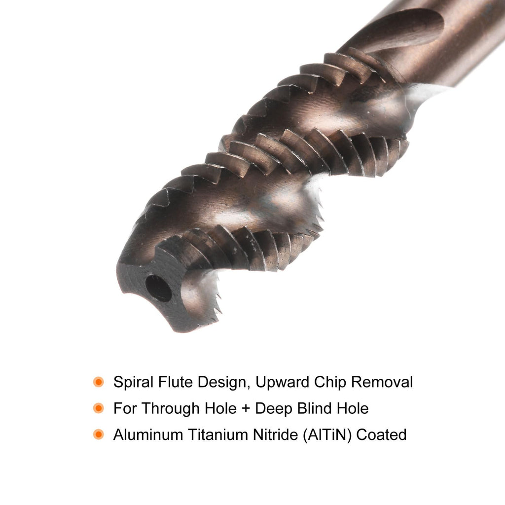 HARFINGTON Metric Spiral Flute Tap M10 x 1.5 AlTiN Coated M35 High Speed Steel Machine Screw Thread Milling Tap Tapping Threading Tools