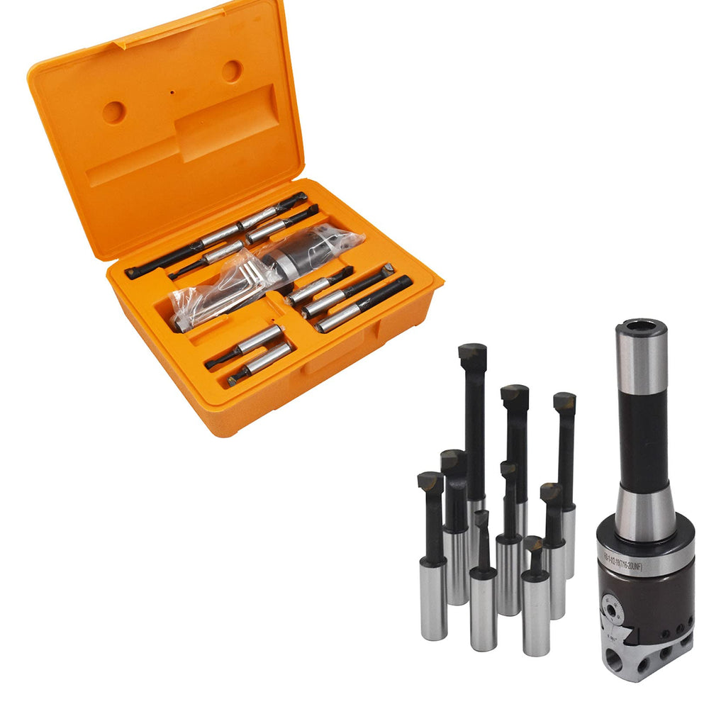 TINVHY 9-Pack Set 2 Boring Head R8 Shank 1/2 Carbide Boring Bar Set