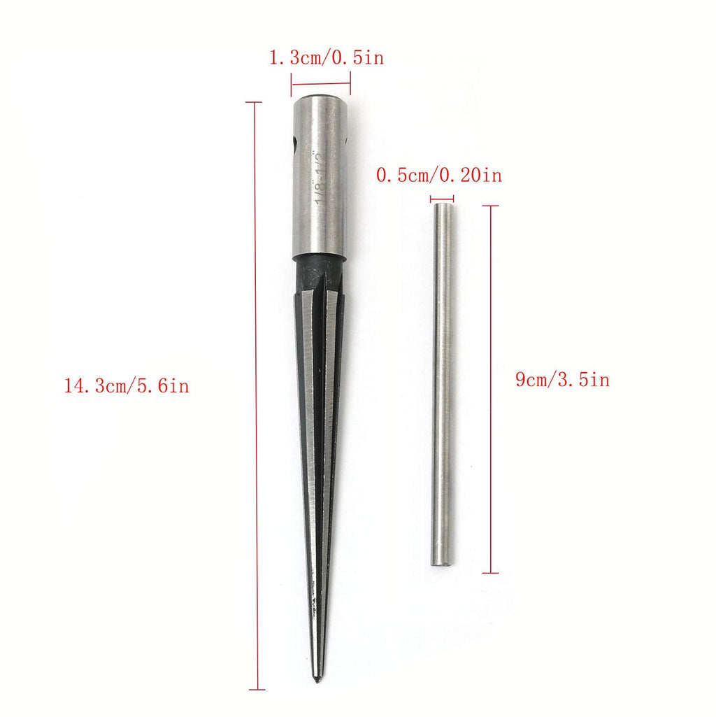 RLECS 1/8-1/2 (3-13mm) T Handle Tapered Reamer Tool, 6 Fluted Bridge Pin Hole Reamer Tapered Woodworker Cutting Tool