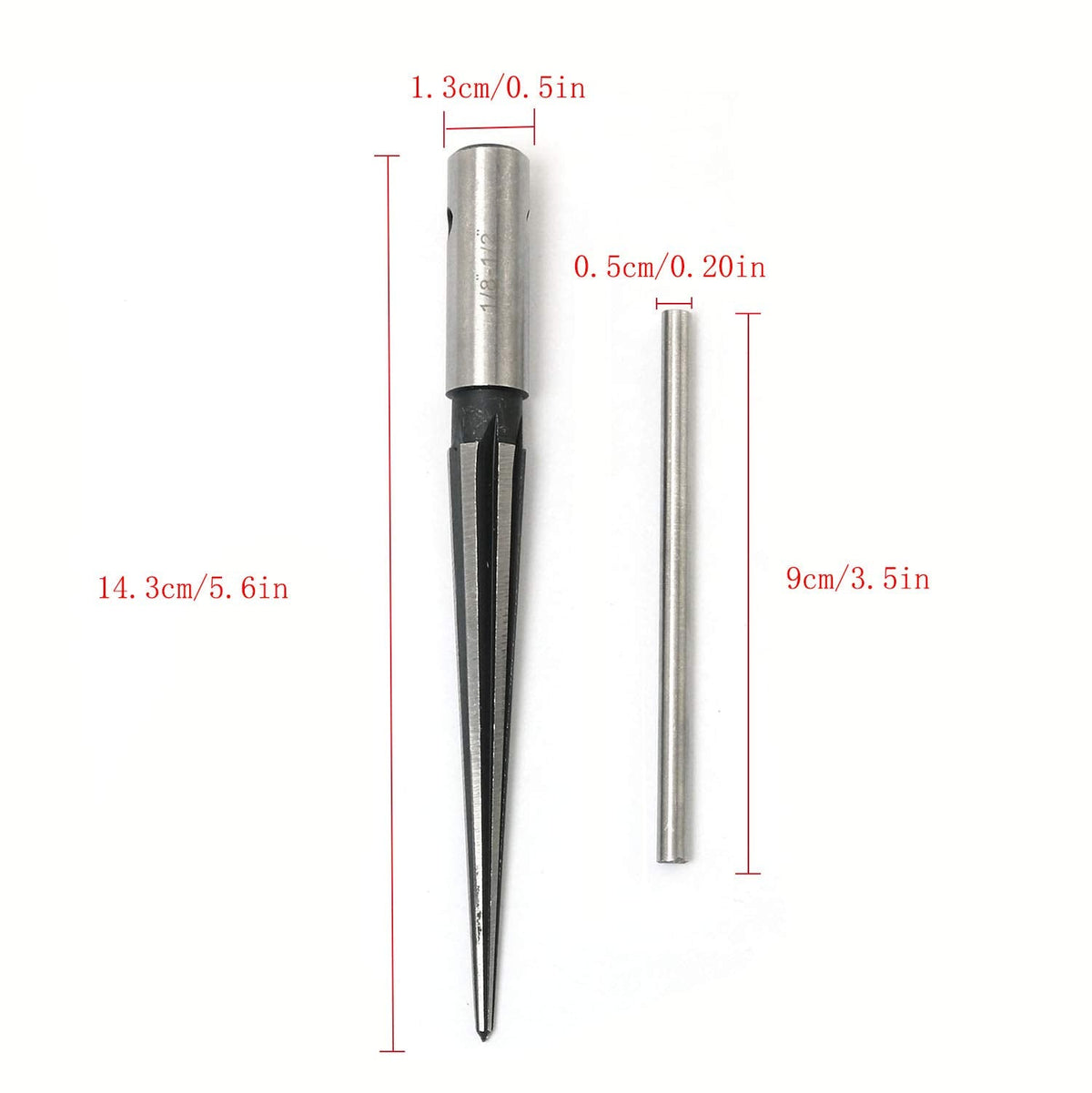RLECS 1/8-1/2 (3-13mm) T Handle Tapered Reamer Tool, 6 Fluted Bridge Pin Hole Reamer Tapered Woodworker Cutting Tool