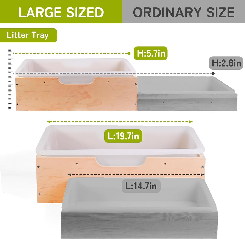 3 in 1 Extra Large Rabbit Hay Feeder with Litter Box, Wooden Bunny Toilet