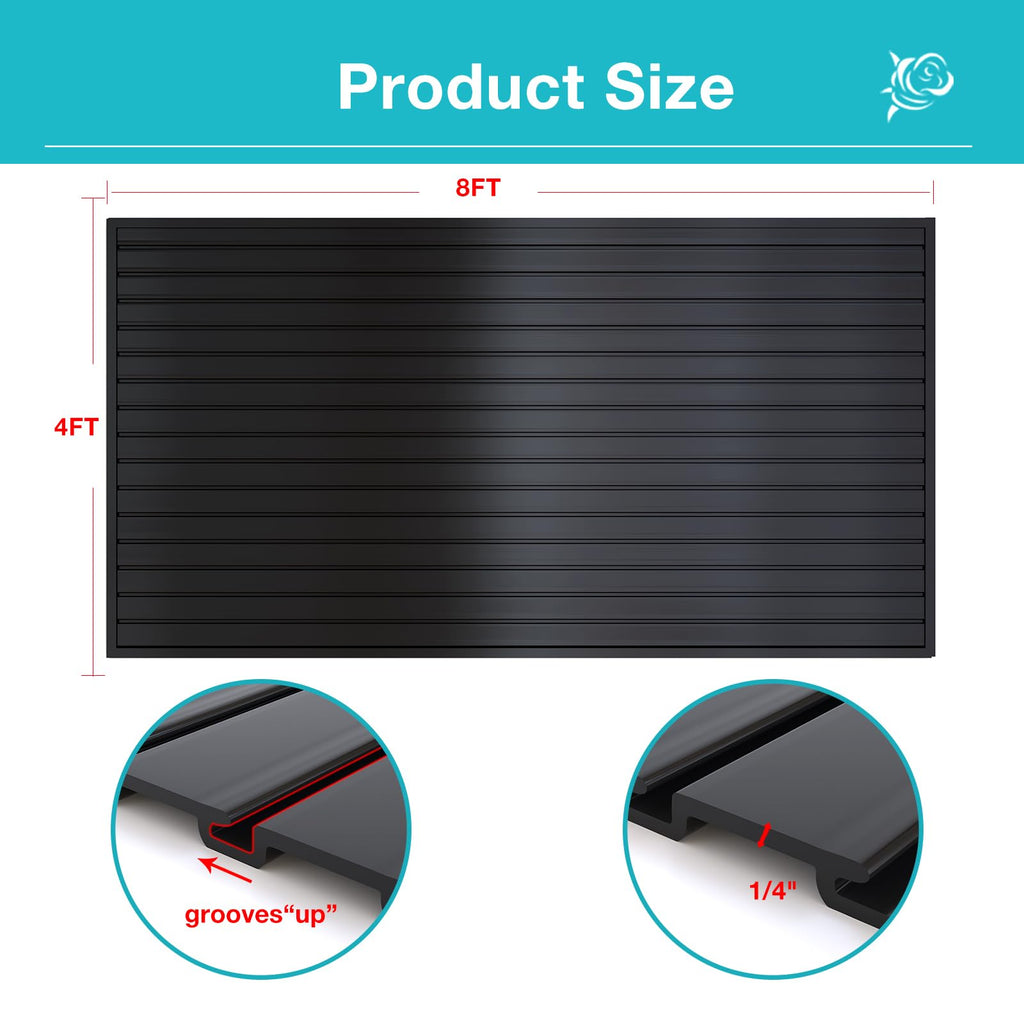 Slatwall Panel Wall Storage Systems, 4 x 8ft Slat Wall Paneling Garage Wall Organizer, Heavy Duty Wall Mounted PVC
