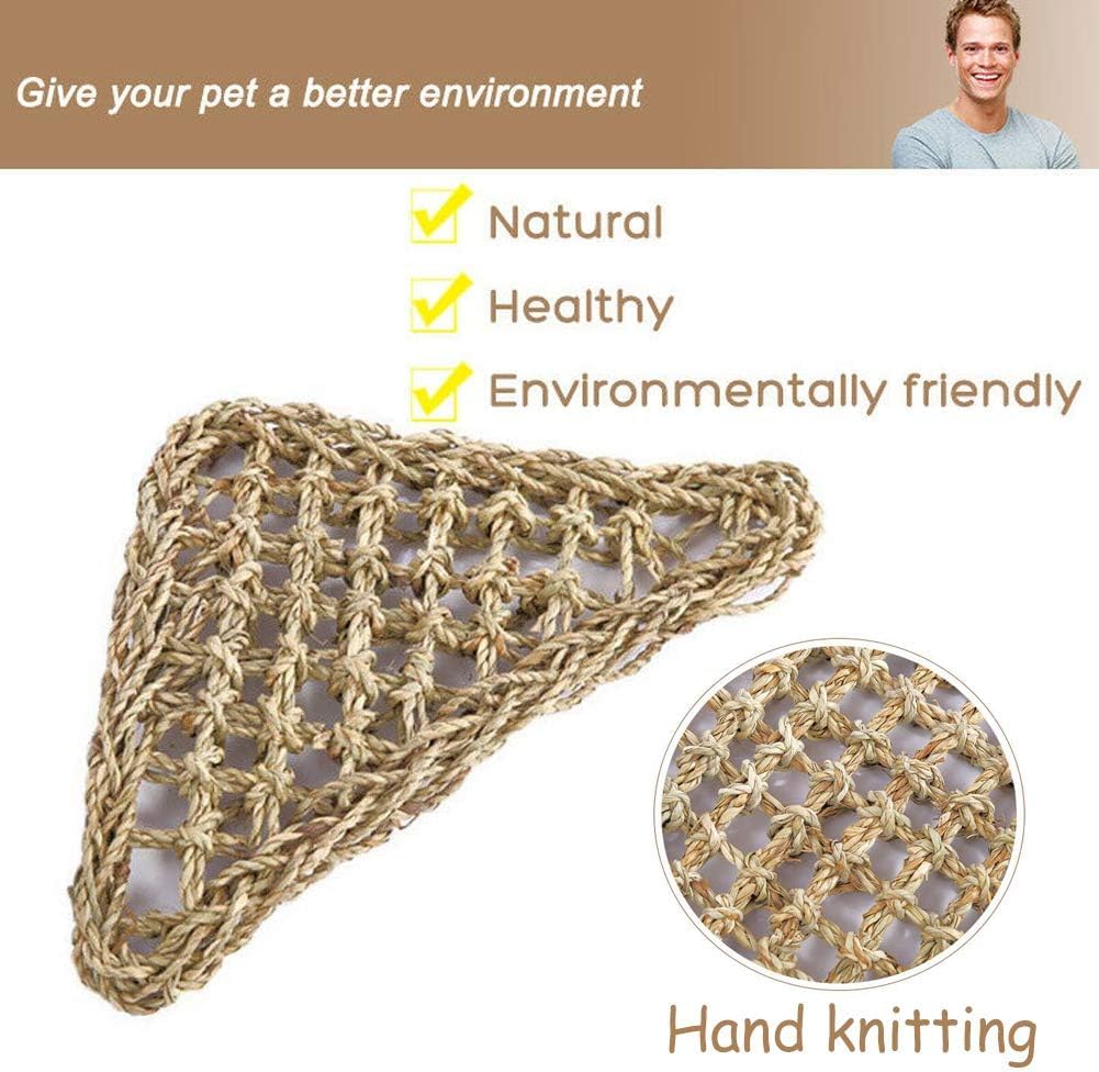 PIVBY Bearded Dragon Hammock（11.02" x 7.87", 2 PC） Reptile Lounger Climbing Toys Seagrass Fiber Habitat Tank