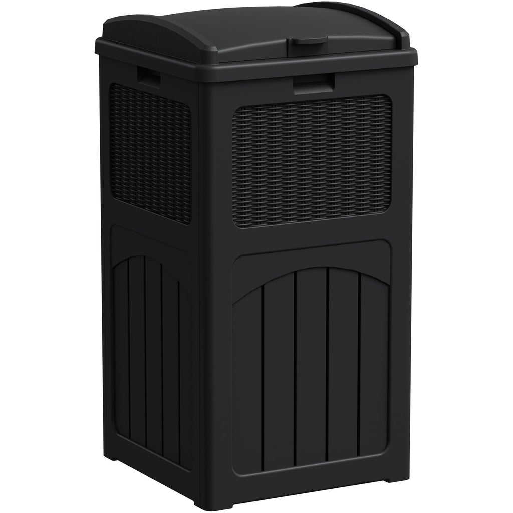 33 Gallon Outdoor Trash Can with Lid, Waterproof, Dark Black