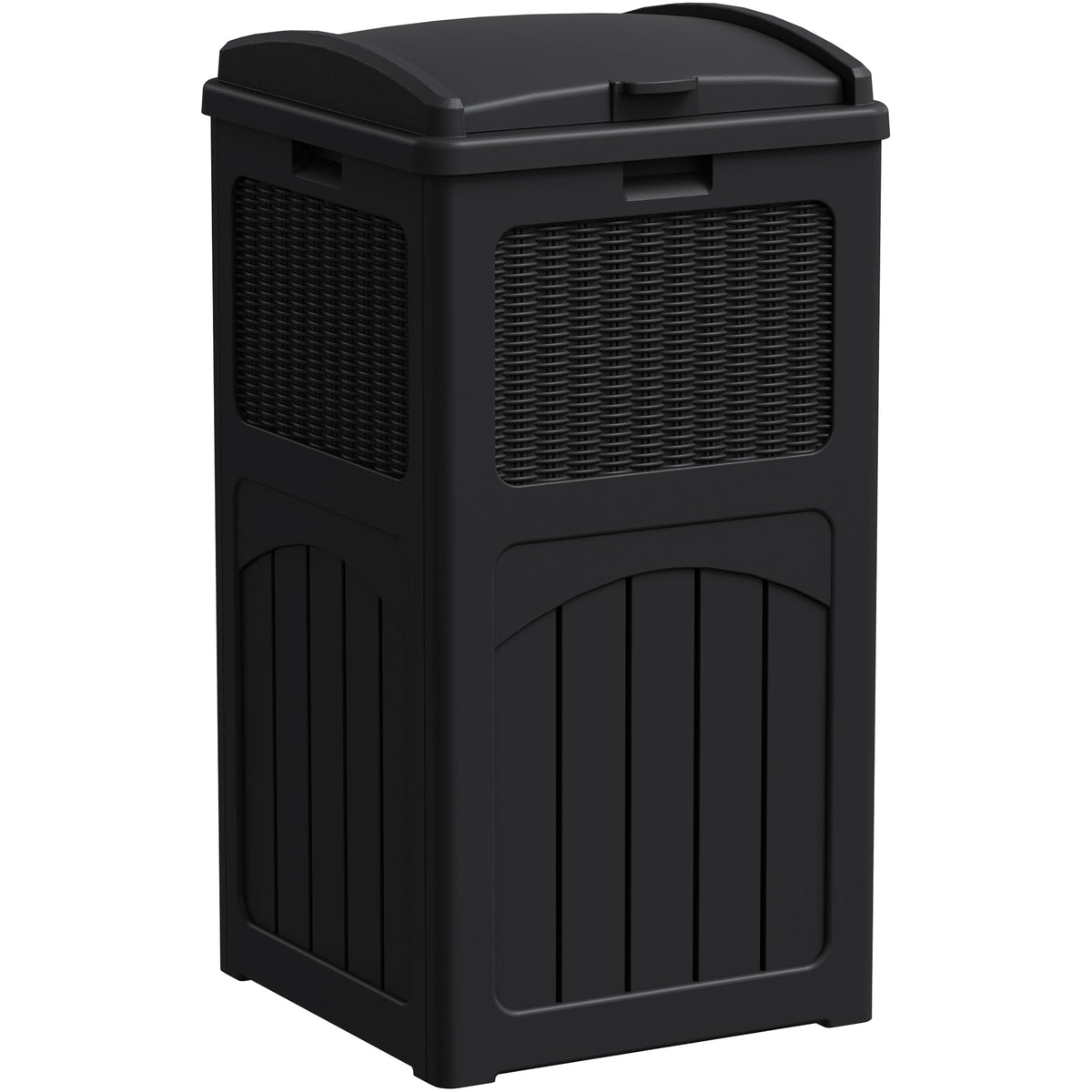 33 Gallon Outdoor Trash Can with Lid, Waterproof, Dark Black