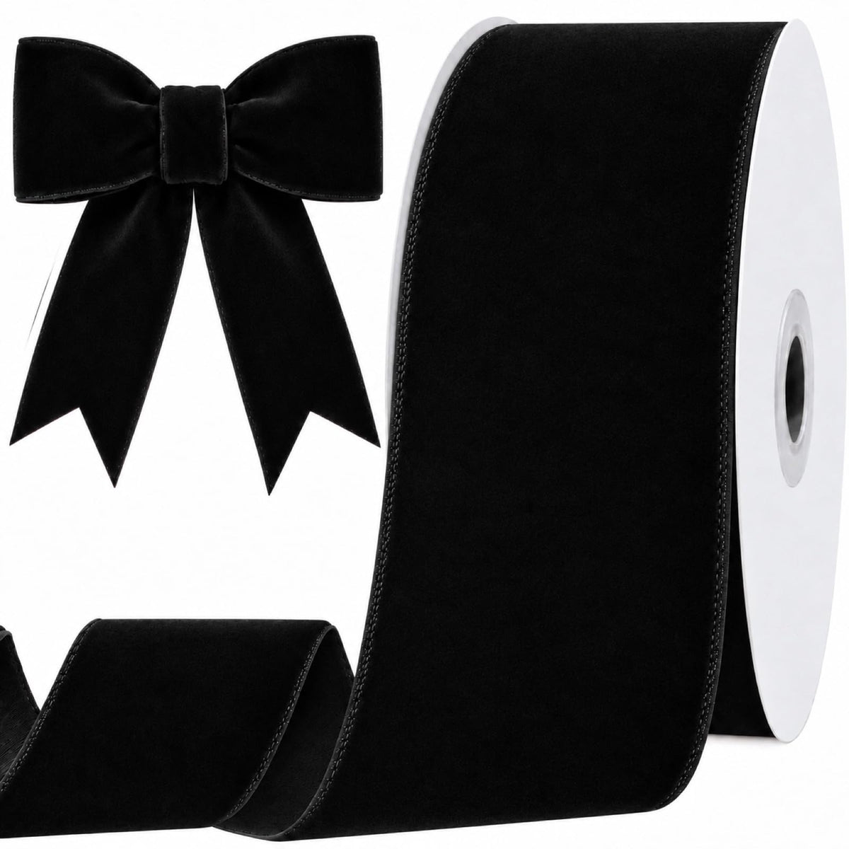 25 Yards Black Velvet Ribbon for Christmas Tree, 2 Inch