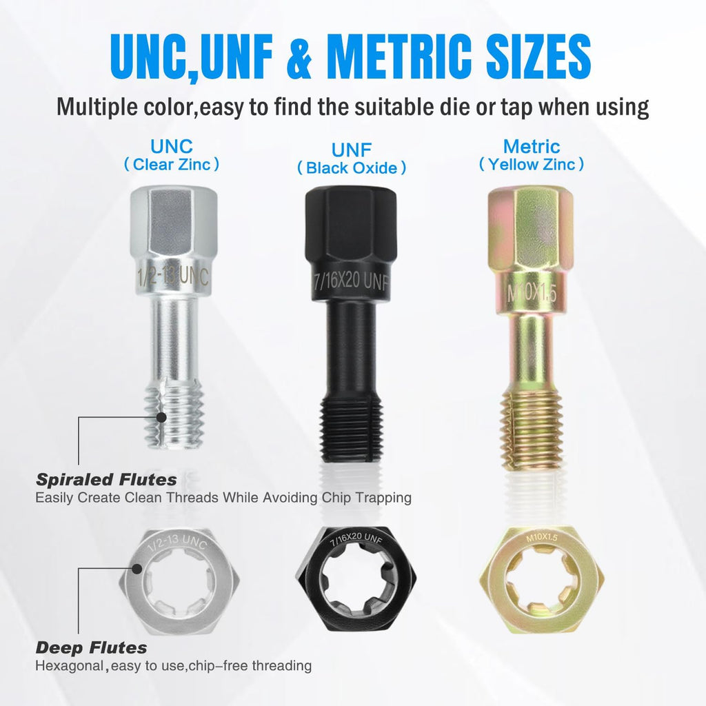 Nilight 61PCS Thread Chaser Set SAE Metric Universal UNC UNF Sizes