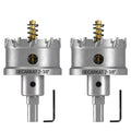 2-Pack 2-3/8" TCT Hole Saws for Hard Metal, Heavy Duty 60mm Tungsten Carbide Tipped Hole Cutters Set with Spring-Loaded Pilot Drill Bits for Stainless Steel, Metal, Iron, and Plastic.