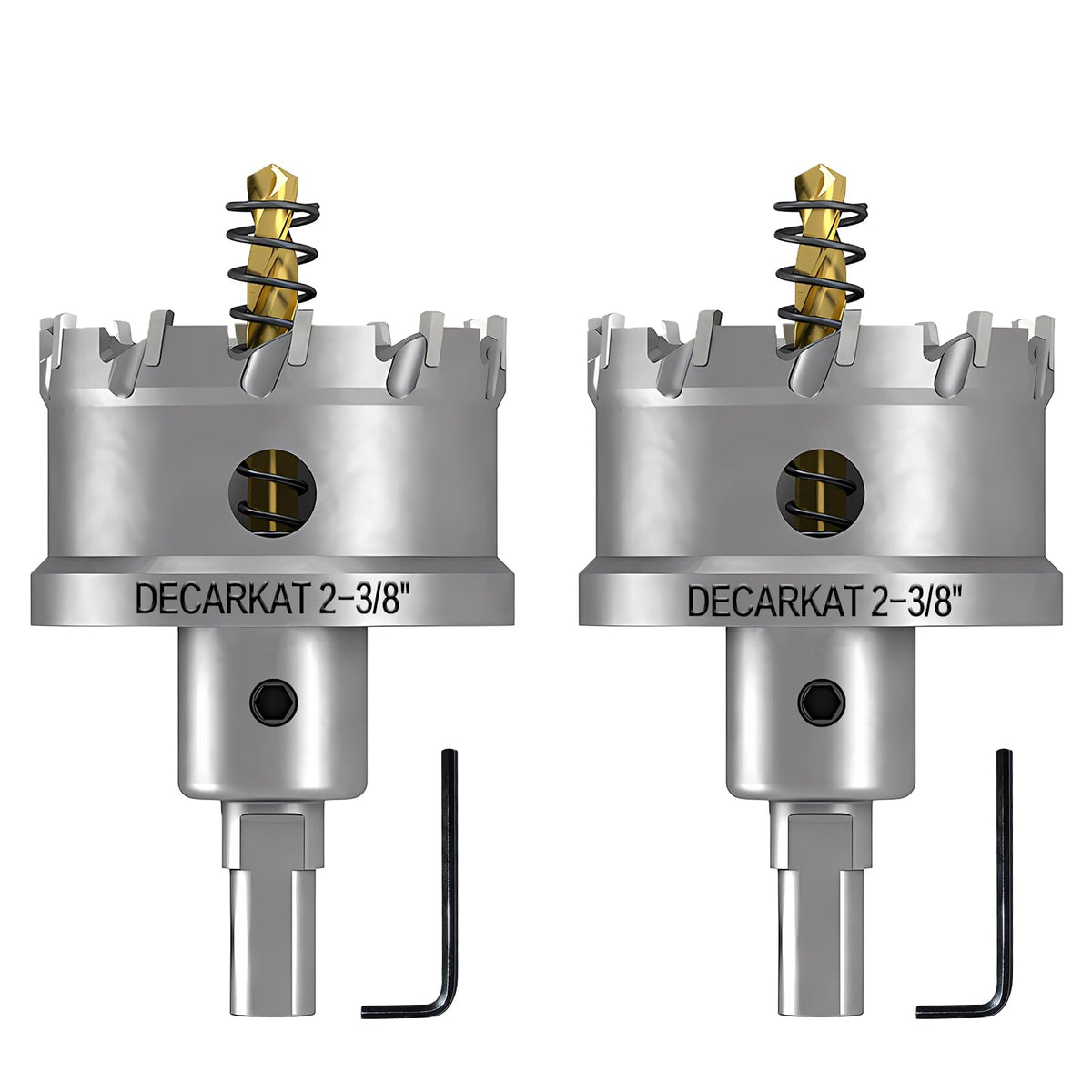 2-Pack 2-3/8" TCT Hole Saws for Hard Metal, Heavy Duty 60mm Tungsten Carbide Tipped Hole Cutters Set with Spring-Loaded Pilot Drill Bits for Stainless Steel, Metal, Iron, and Plastic.