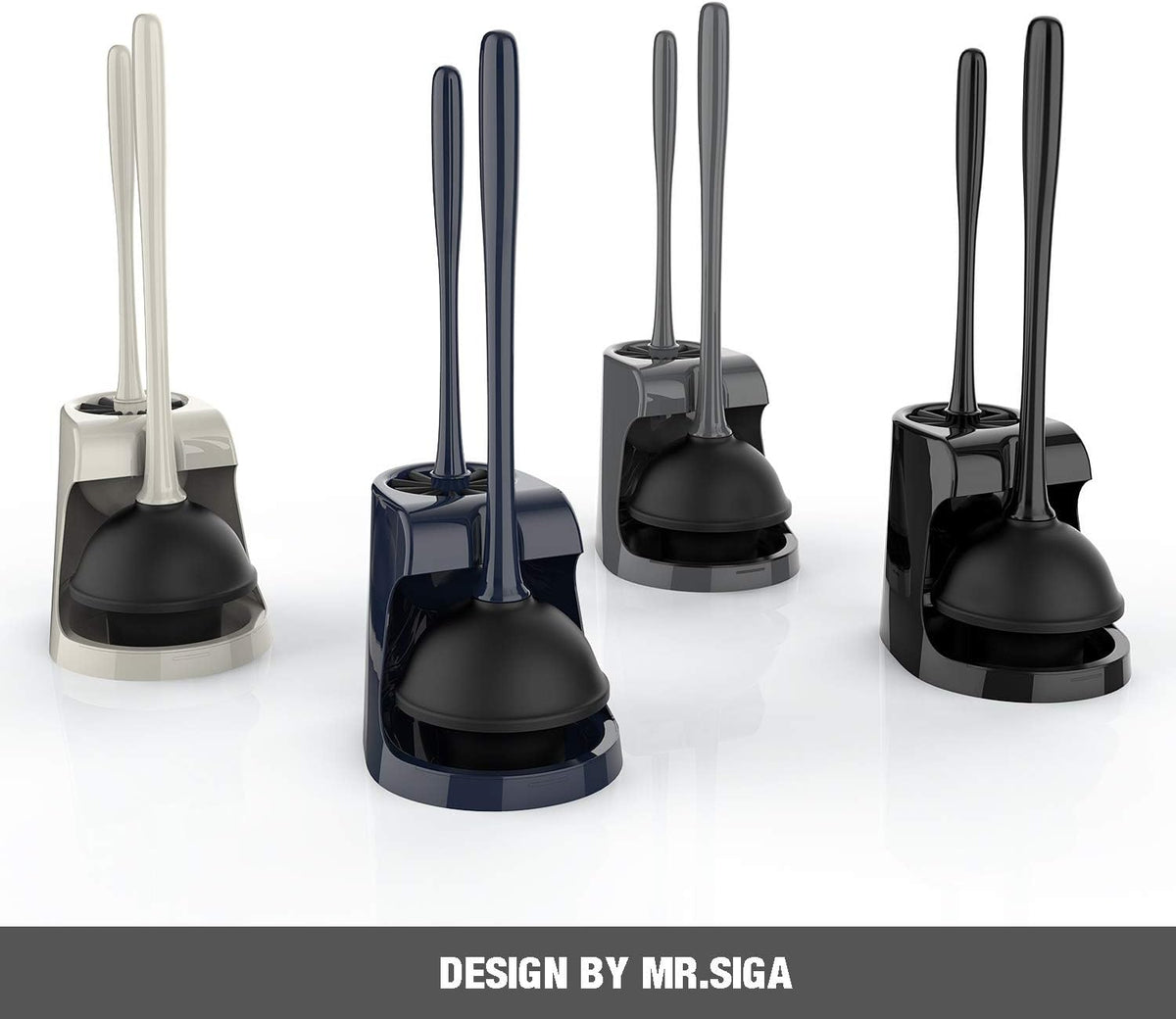 Toilet Plunger and Bowl Brush Combo for Bathroom Cleaning, Black | Heavy duty toilet brush and plunger set, toilet