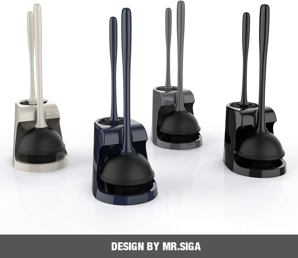 Toilet Plunger and Brush Combo for Toilet Cleaning, Black, 2 Set | Heavy duty toilet brush and plunger set, toilet