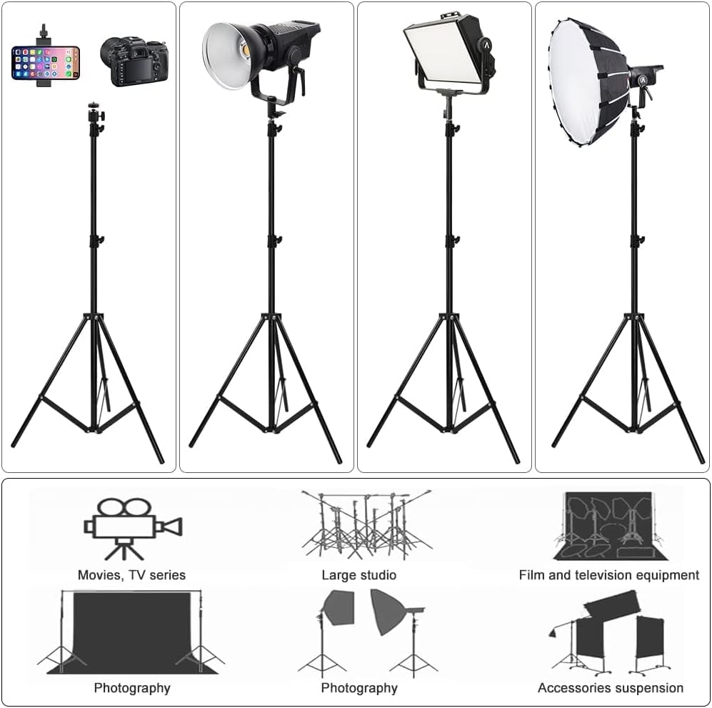 Heavy Duty Light Stand 9.5ft, Aluminum Alloy Lights Stand Spring Cushioned Adjustable Photo Video Lighting Stand