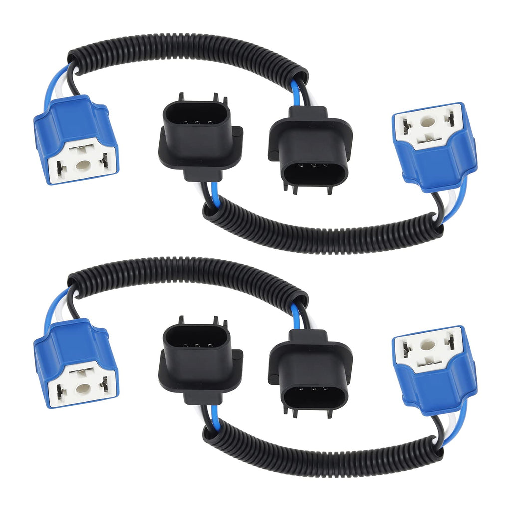 The Lord of the Tools 4Pcs H4 to H13 Headlight Conversion Wiring Harness Connector Replacement Compatible with Jeep Wrangler JK JKU H4 Female to H13 Male Adapter