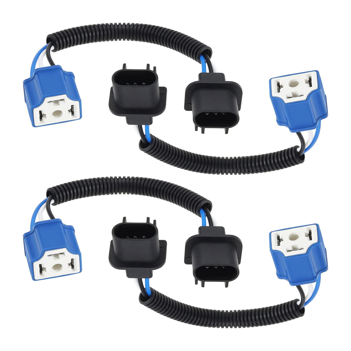 The Lord of the Tools 4Pcs H4 to H13 Headlight Conversion Wiring Harness Connector Replacement Compatible with Jeep Wrangler JK JKU H4 Female to H13 Male Adapter
